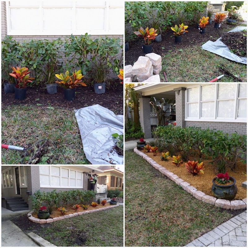 Precision Lawnscape LLC truck beside a residential landscaping project